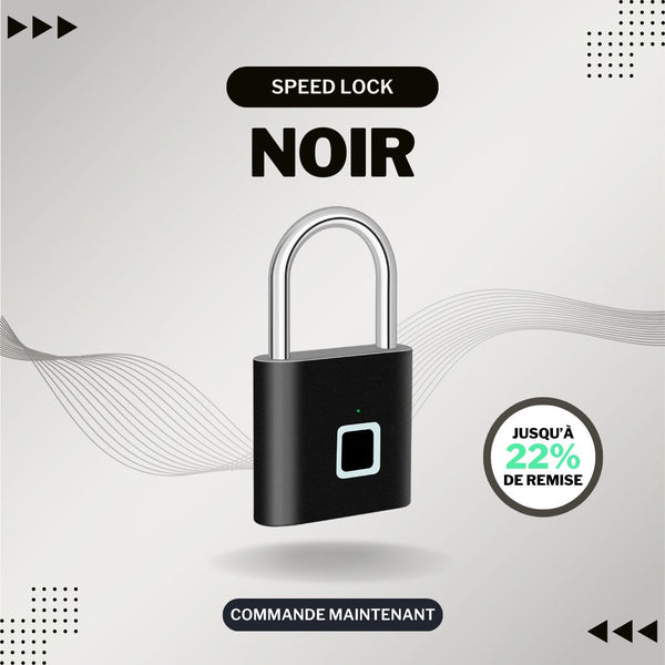 Le cadenas de couleur noir qui s'ouvre en seul toucher grâce à son capteur biométrique 