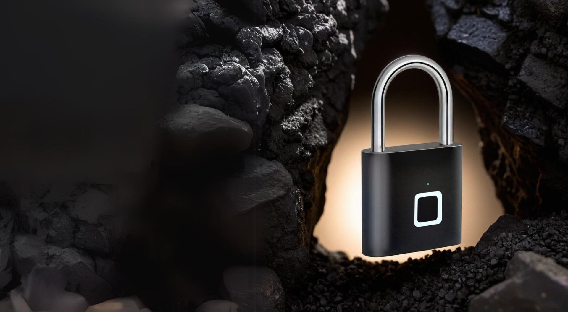 Cadenas SpeedLock au-dessus du sable volcanique avec fond de lueur douce pour inspirer la tranquillité d'esprit